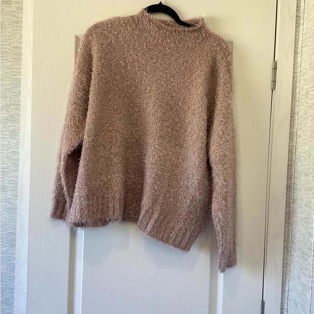 Cato Blush Pink Fuzzy Turtleneck Sweater